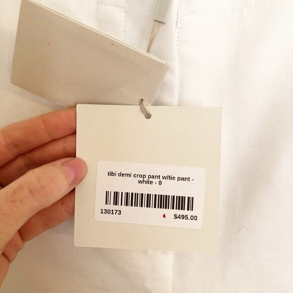 NWT Tibi Demi Crop Pants in White with Tie Waist - Picture 8 of 9